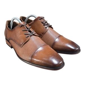 Tommy Hilfiger Shelly Cap Mens Oxford Dress Shoes Size 9.5 Brown Lace-Up Cap Toe